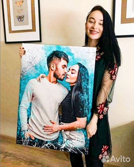 Портреты по фото на холсте на праздник с доставкой