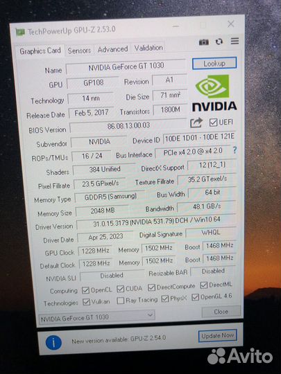 Видеокарта gt 1030 2gb gddr5