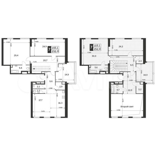 7-к. квартира, 252 м², 46/47 эт.