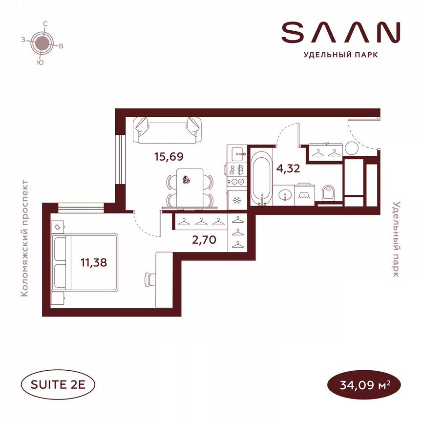 1-к. квартира, 34,1 м², 20/23 эт.