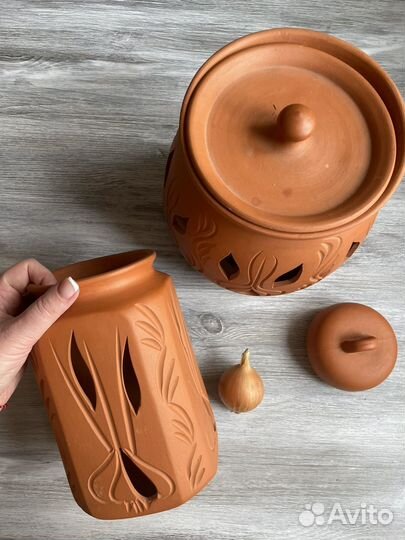 Банка емкость для лука / чеснока керамика