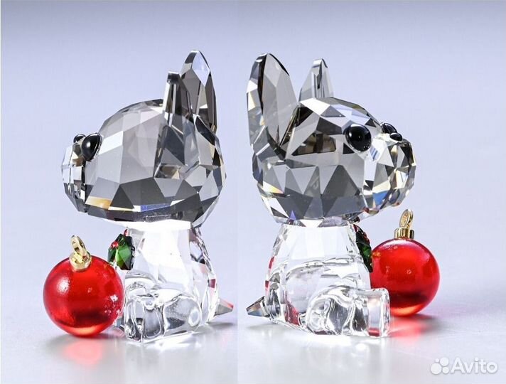 Swarovski French Bulldog Crystal Christmas Holly