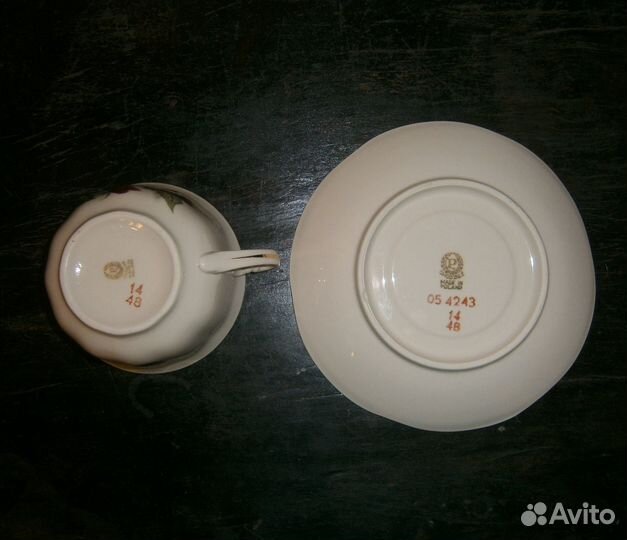 Розовый фарфор чайная пара Шиповник chodziez СССР