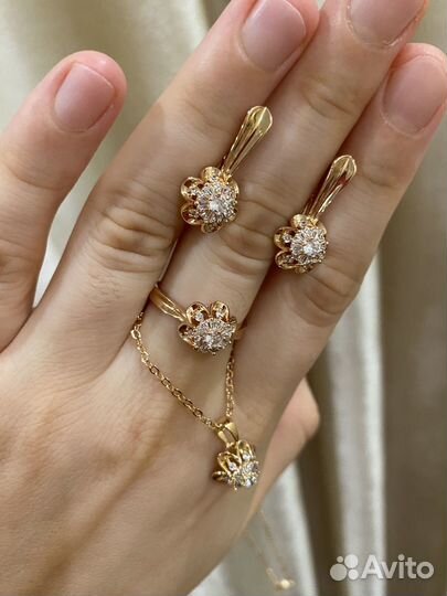 Комплект серьги+кольцо+кулон