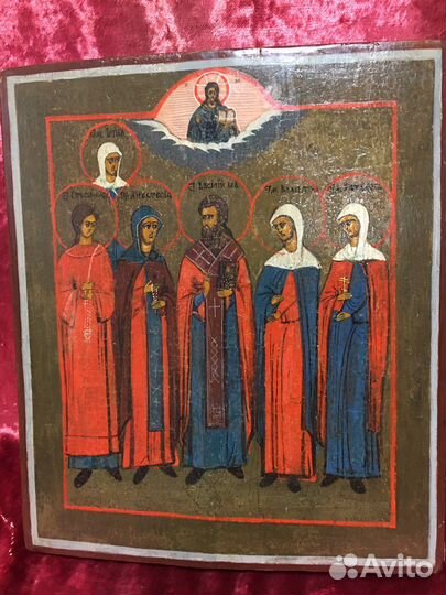 Старинная икона Семейная 19век