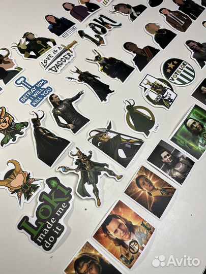 Набор стикеров наклеек с Локи Марвел