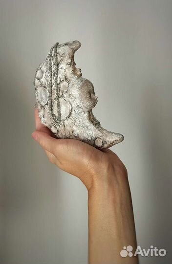 Ёлочная игрушка ручной работы, подвеска, Луна