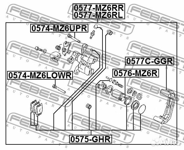 Втулка направляющая суппорта mazda 6 02- зад