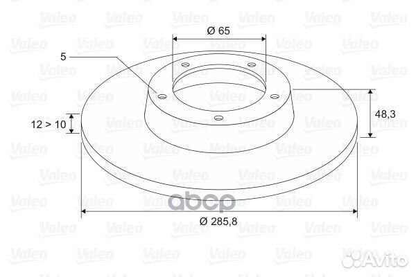 Торм.диск зад.286x12 5 отв. 297031 Valeo