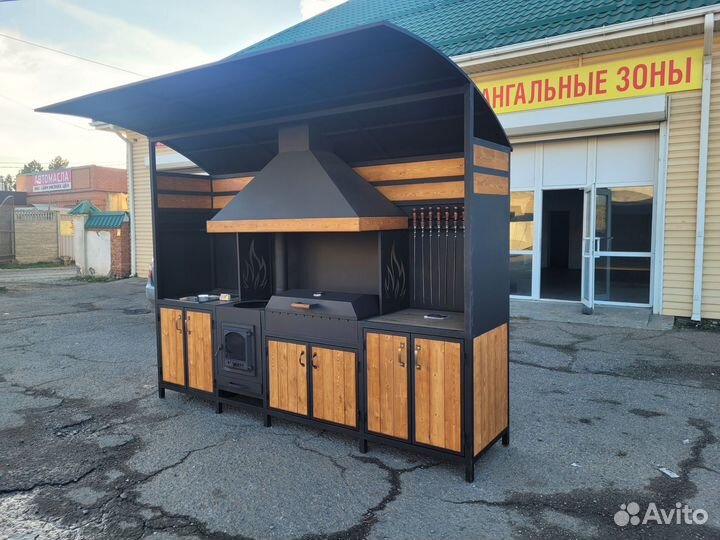 Мангальная зона, мангал 8 мм, казан, гриль