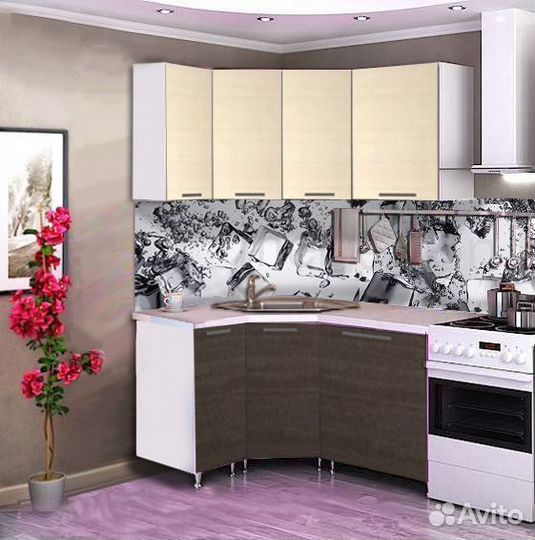 Кухня угловая 1,25х1,45 м венге/дуб