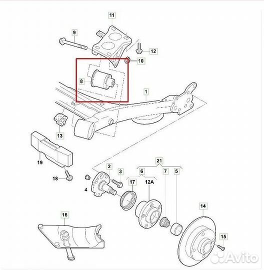 Сайлентблоки задней балки VW polo sedan, Golf IV