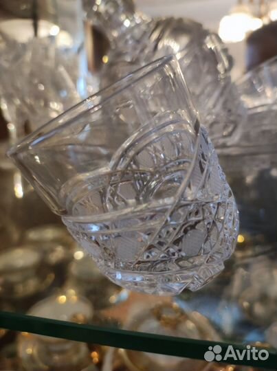 Хрустальный набор графин и 6 стопок Приятель