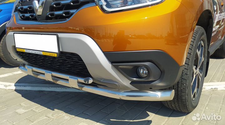 Renault Duster2021 Защита перед. бампера двойная