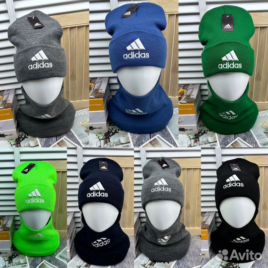 Шапка + снуд (шарф) Адидас осень зима
