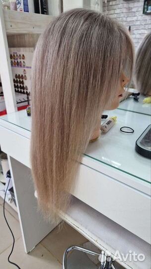 Парик блонд натуральный волос система замещения