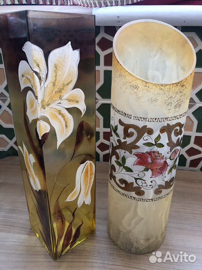 Ваза цветное стекло 2 шт