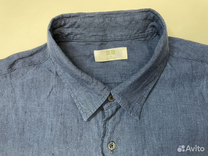 Рубашка сток лен 100% мужская Uniqlo XL
