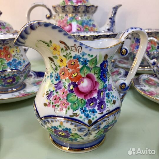 Коллекционная гжель сервиз чайный