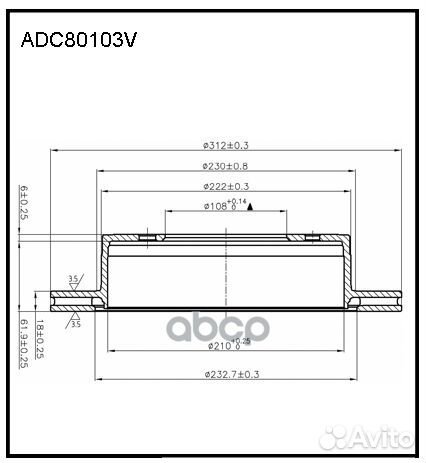 Диск тормозной зад ADC80103V allied nippon