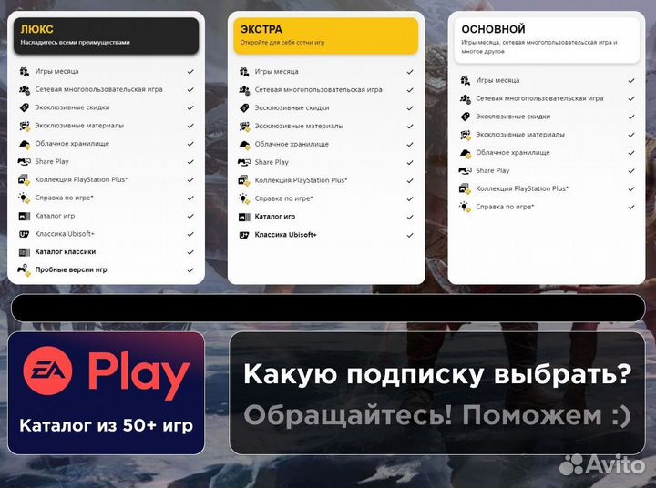 Аренда игр подписка PS Plus EA Play каталог