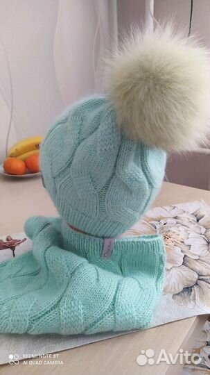 Комплект шапка и снуд Мятное настроение