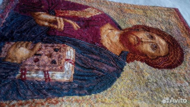 Вышивка ручная работа Христос Вседержитель