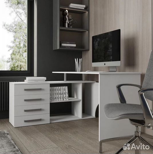 Стол компьютерный Алькор в цвете Бетон