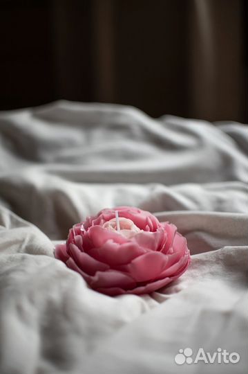 Свеча, цветок ручной работы