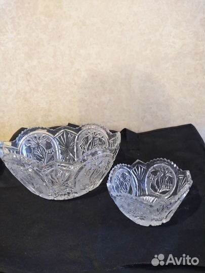 2 парные салатницы/ вазы для фруктов хрусталь СССР