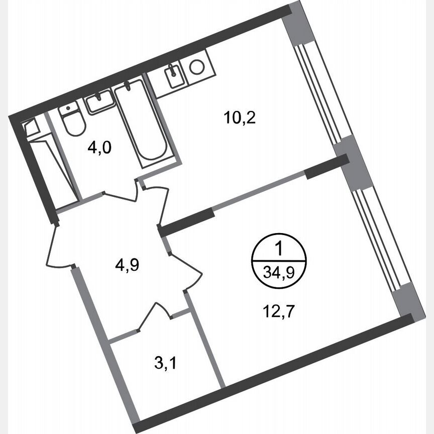 1-к. квартира, 34,9 м², 6/17 эт.