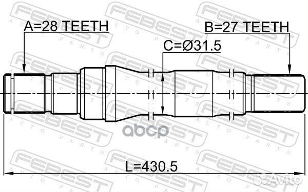 Полуось правая 27X430X28 1212IX35D3AT6 Febest