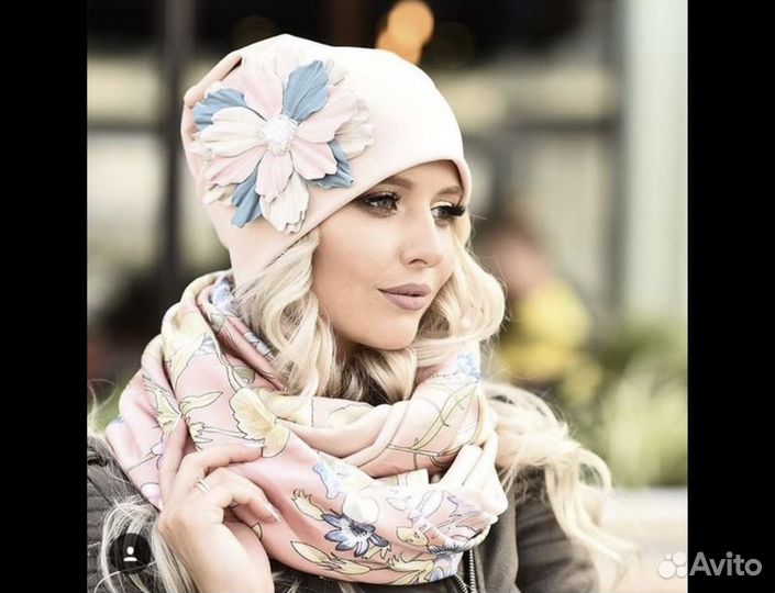 Комплект шапка и снуд женский
