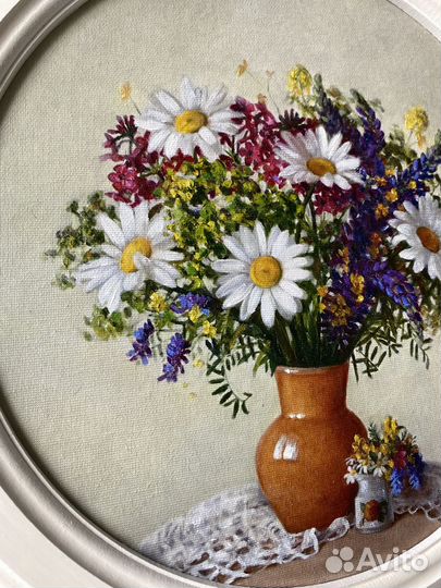 Картина на холсте в раме круглая D-36 см