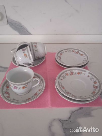 Чашки с блюдцами кофейные 6 комплектов