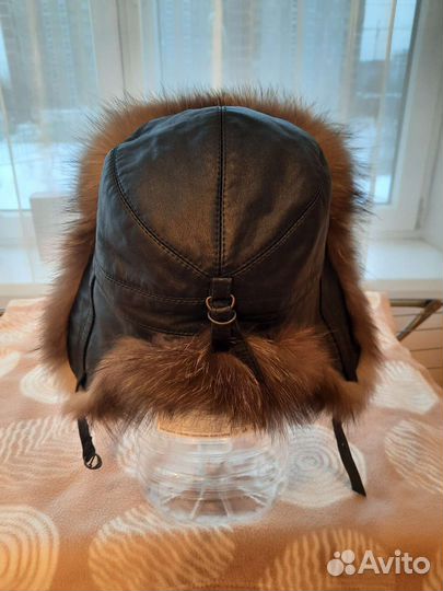 Шапка женская,натуральная мягкая кожа,мех писец