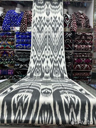 Узбекский хлопковый икат ручного ткачества. Адрас