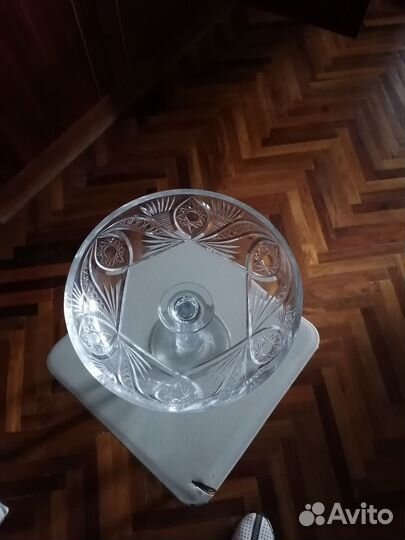Ваза для фруктов на ножке хрустальная