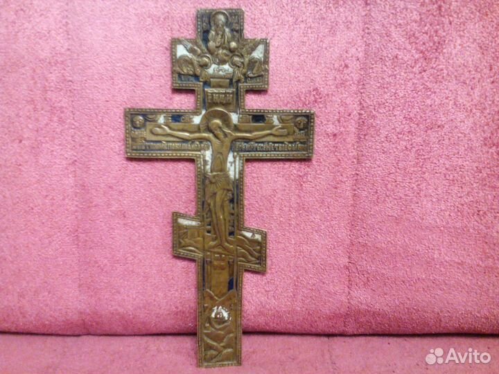 Напрестольный крест 19 века в эмалях