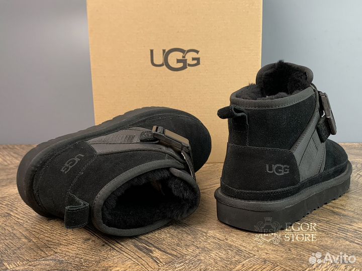 Ugg Neumel Snapback Black угги женские ботинки