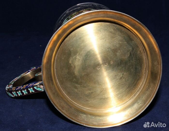 Антикварный подстаканник эмаль серебро