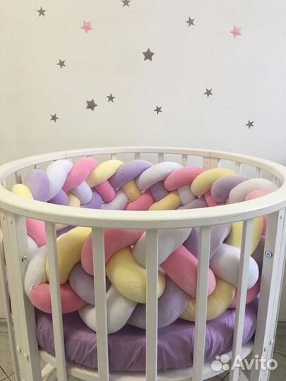 Бортик - косичка из 5-и плетений в кроватку