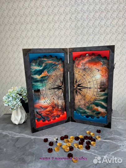 Нарды ручной работы со стеклом 