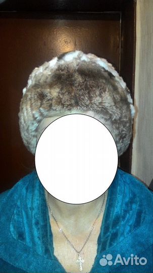 Вязанная шапка кролик рекс.(новая)