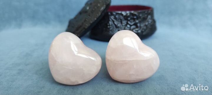 Сердца кварцевые розовые