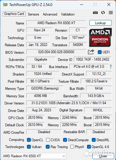 Игровой пк i3 10105f gigabyte AMD Radeon RX 6500XT
