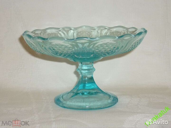 Ваза на ножке, лимонница русское стекло россия