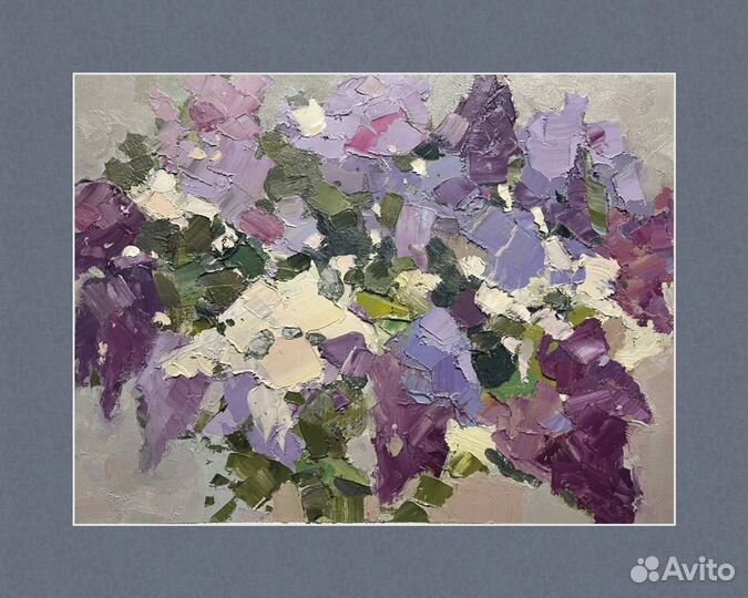 Кртина маслом натюрморт цветы сирень букет