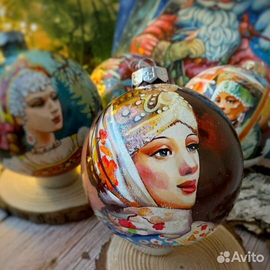 Новогодний елочный шар царевны портрет русная росп