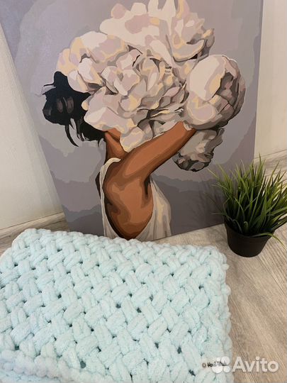 Плед из alize puffy мятный, размер 85см*85см